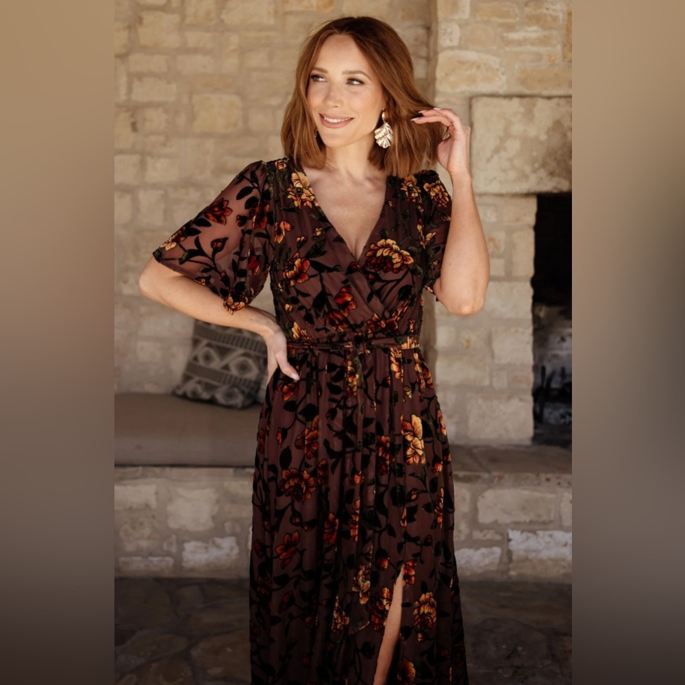Baltic Born Uma Velvet Maxi Dress - Clove + Amber Floral